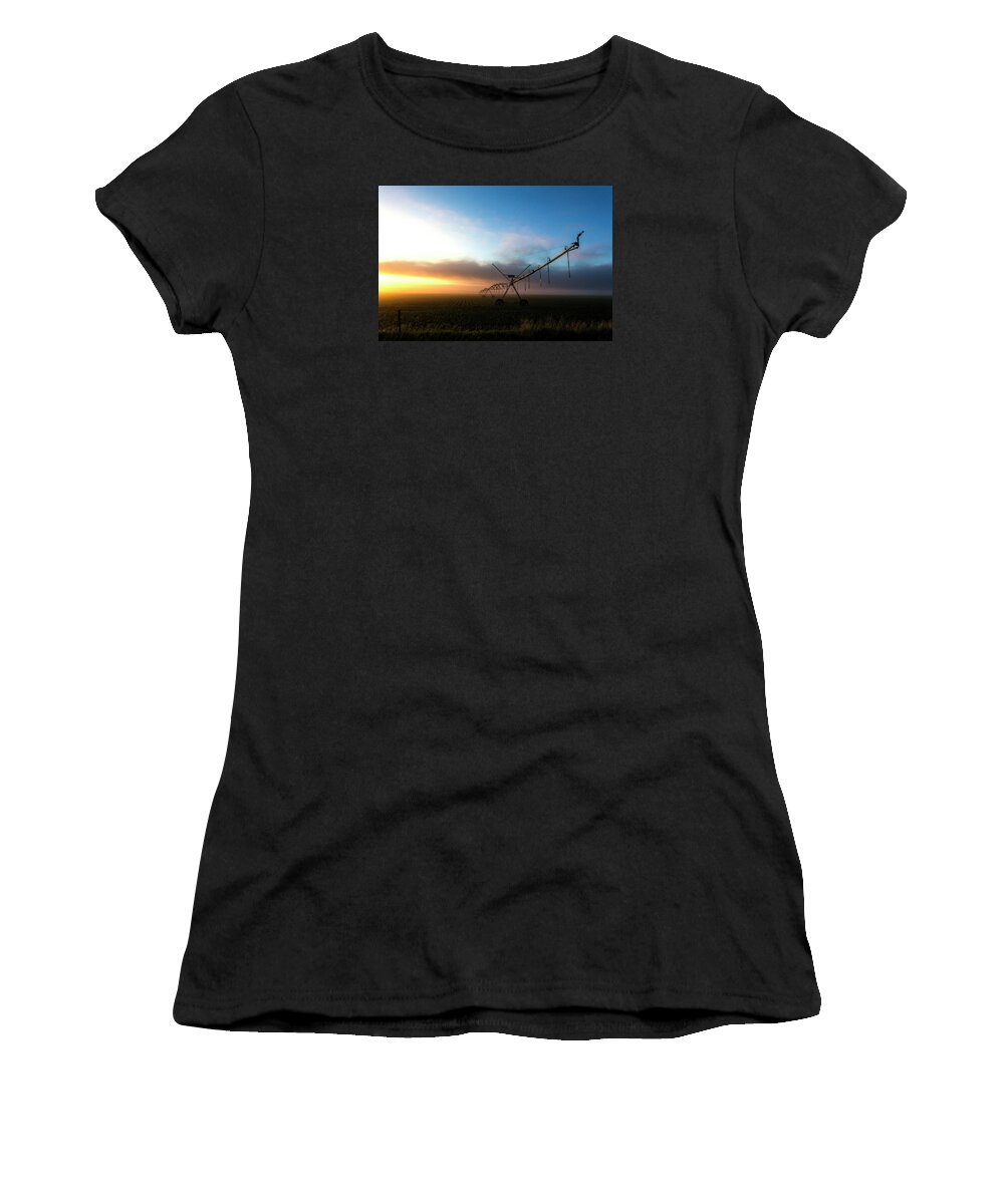 Bill Kesler Photography Women's T-Shirt featuring the photograph Sunrise Sprinkler by Bill Kesler