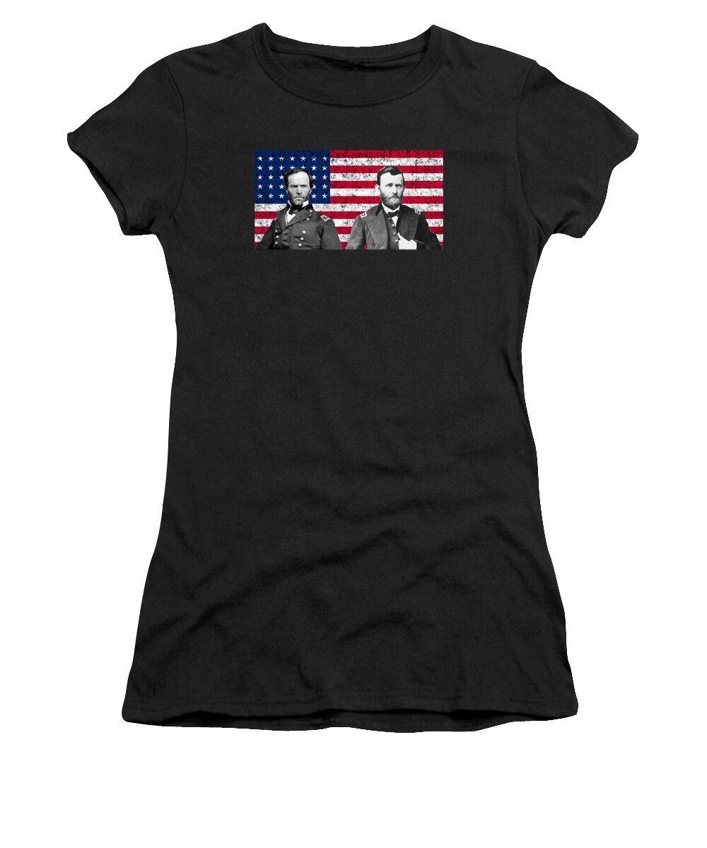 Civil War Women's T-Shirt featuring the painting Generals Sherman and Grant by War Is Hell Store