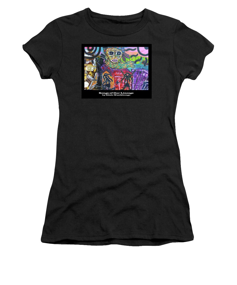 Original Size 36x24 Women's T-Shirt featuring the painting Songs of Our Lineage by Odalo Wasikhongo
