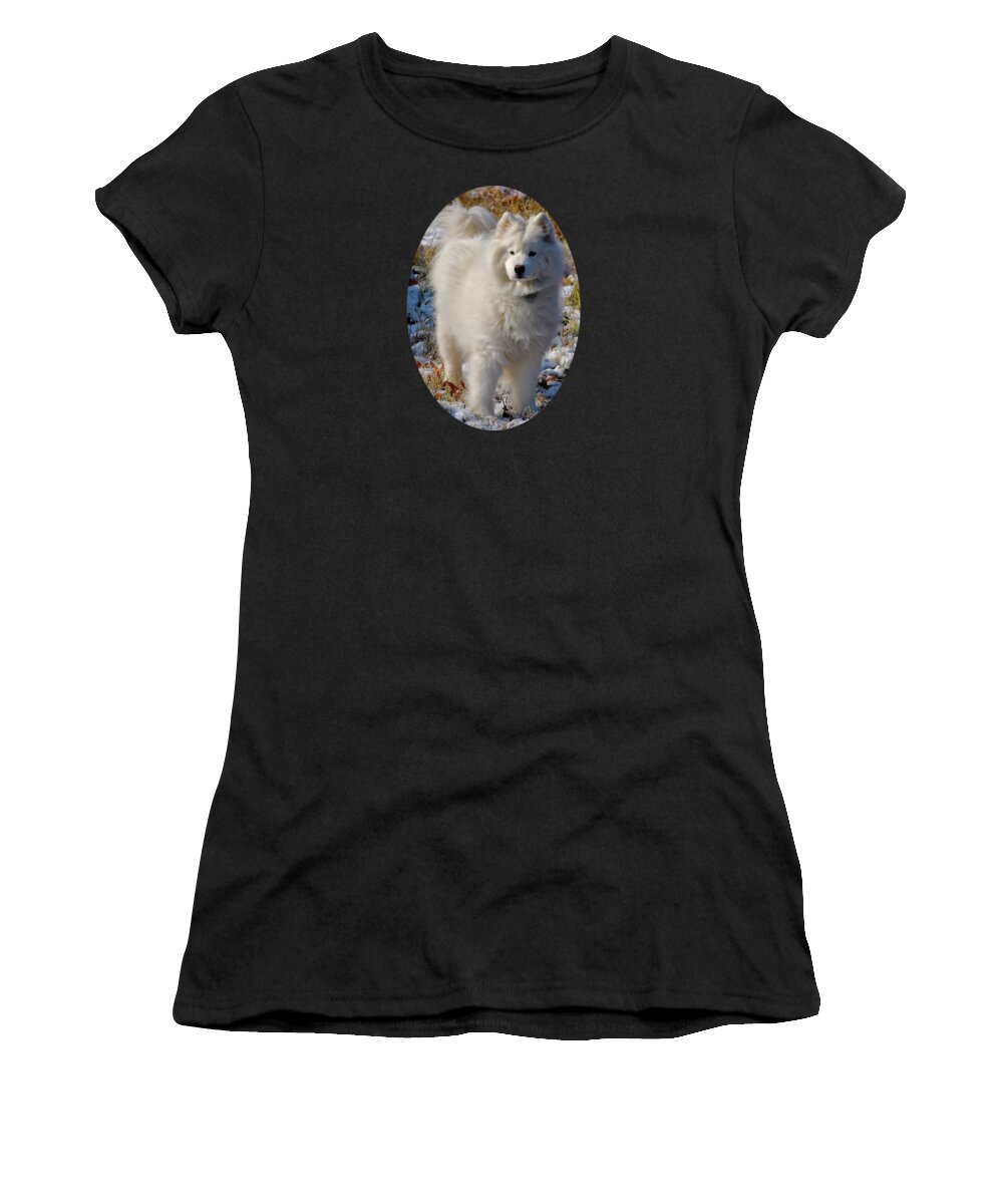Dog Women's T-Shirt featuring the photograph First Snow by Lois Bryan