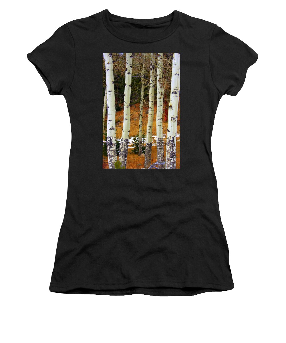 Aspens Women's T-Shirt featuring the photograph Aspens of white by Julie Lueders 