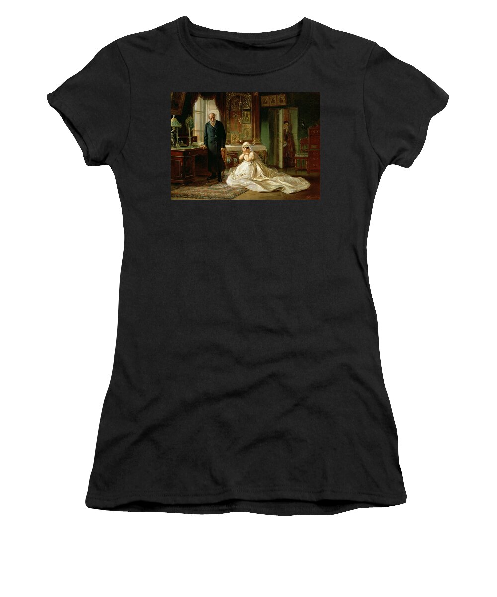 The Women's T-Shirt featuring the painting At the Altar by Firs Sergeevich Zhuravlev