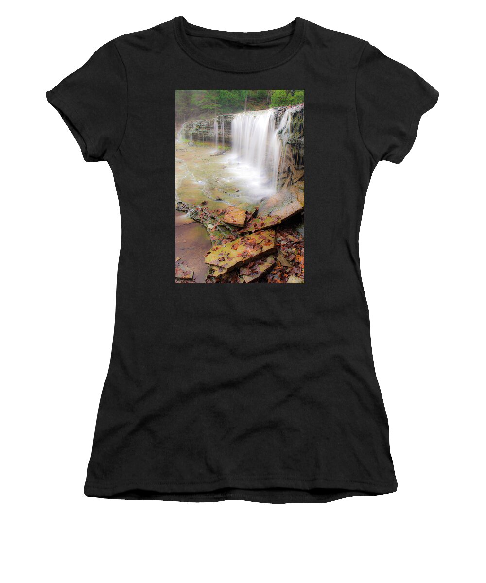 Au Train Falls Women's T-Shirt featuring the photograph Au Train Falls by Marla Craven