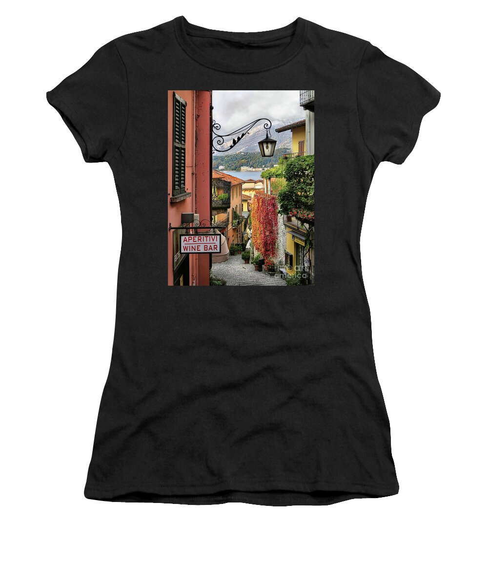 Bellagio Women's T-Shirt featuring the photograph Autumn in Bellagio by Jennie Breeze