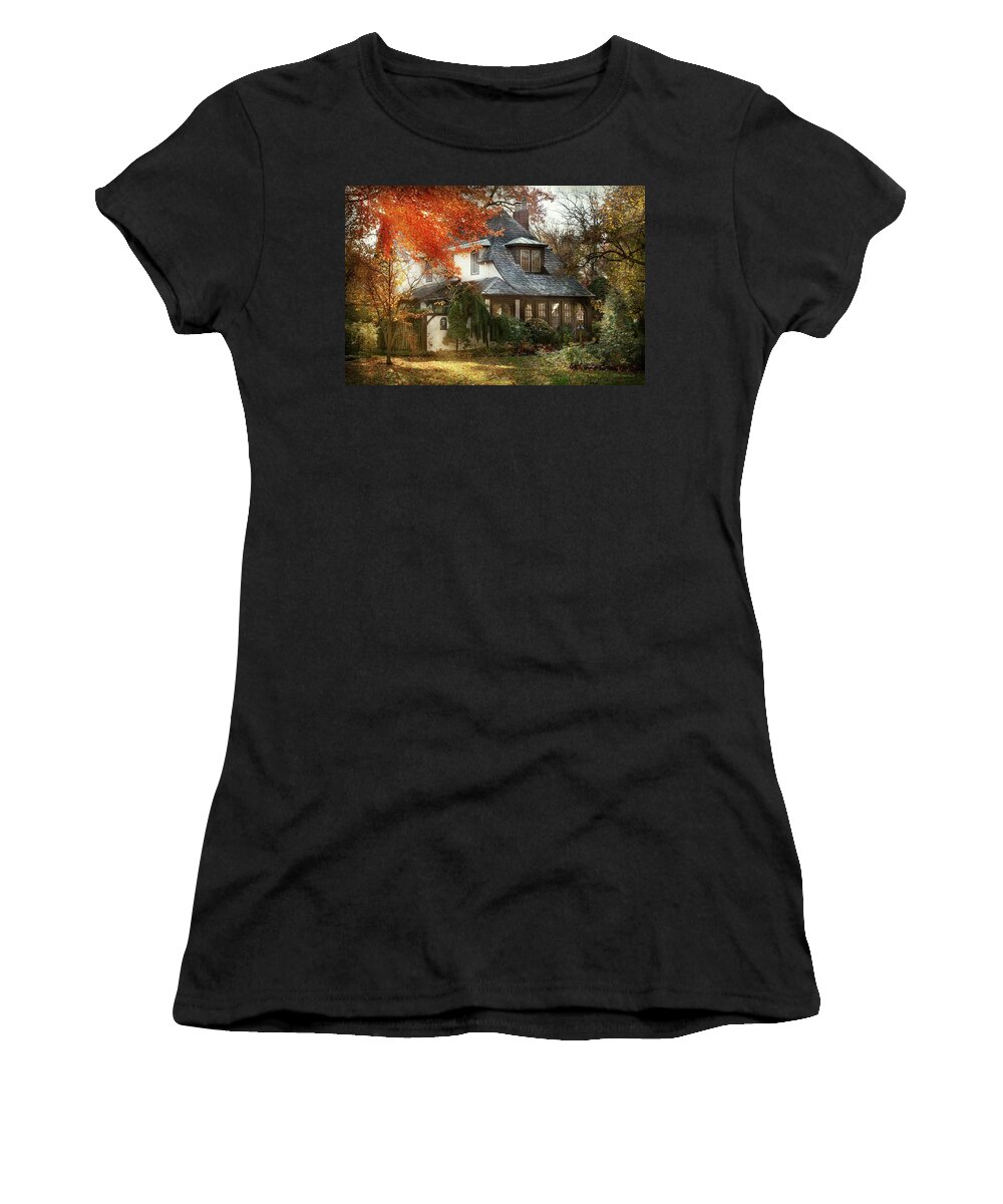 Cottage Women's T-Shirt featuring the photograph Autumn - In every fairy tale by Mike Savad