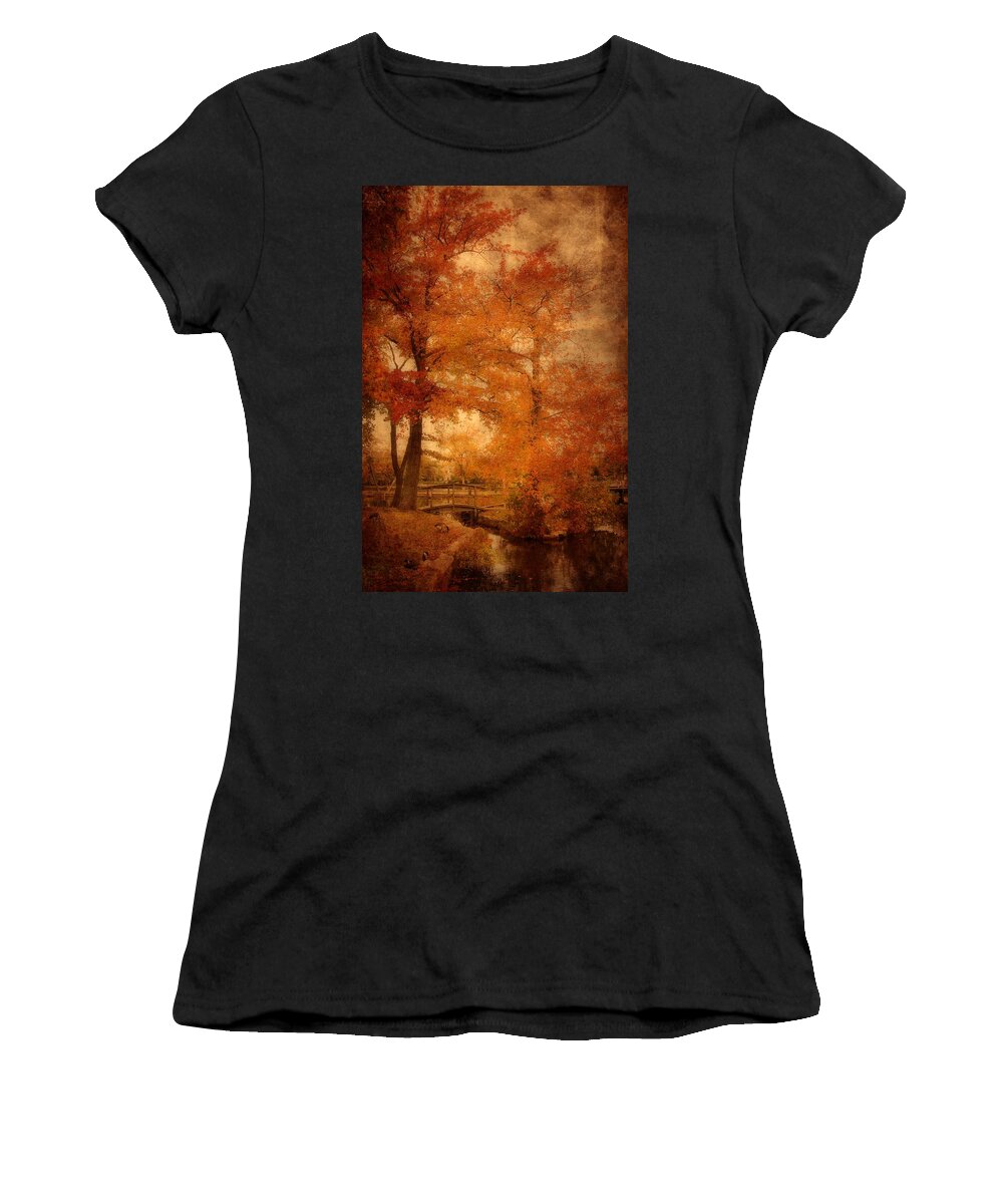 Autumn Landscapes Women's T-Shirt featuring the photograph Autumn Tapestry - Lake Carasaljo by Angie Tirado