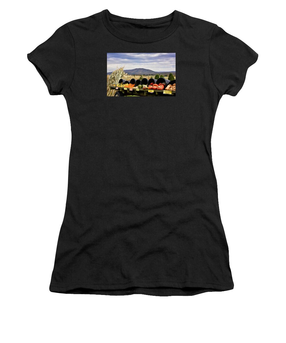 pumpkin Farm Women's T-Shirt featuring the photograph Autumnal abundance in the Blue Ridge Mountains - Virginia by Brendan Reals