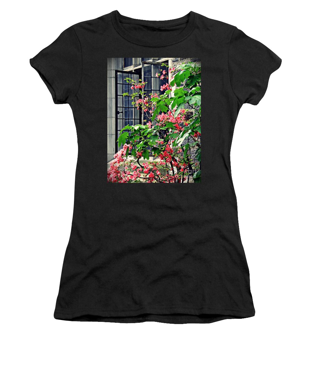 Azalea Women's T-Shirt featuring the photograph Azaleas at the Window  by Sarah Loft