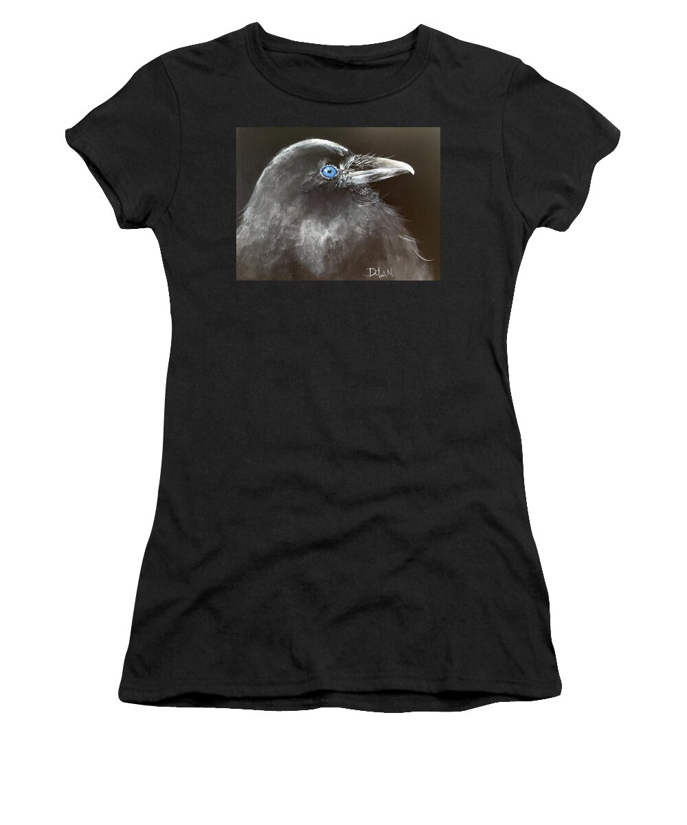Raven Women's T-Shirt featuring the painting Baby Raven by Pat Dolan