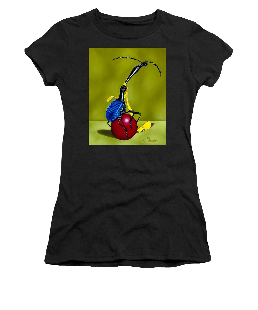 Giraffe Beetle Women's T-Shirt featuring the painting Balancing Act by Paxton Mobley