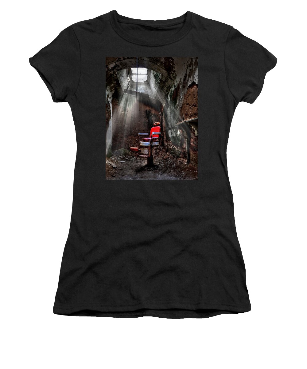 Abandoned Women's T-Shirt featuring the photograph Barber Shop by Evelina Kremsdorf