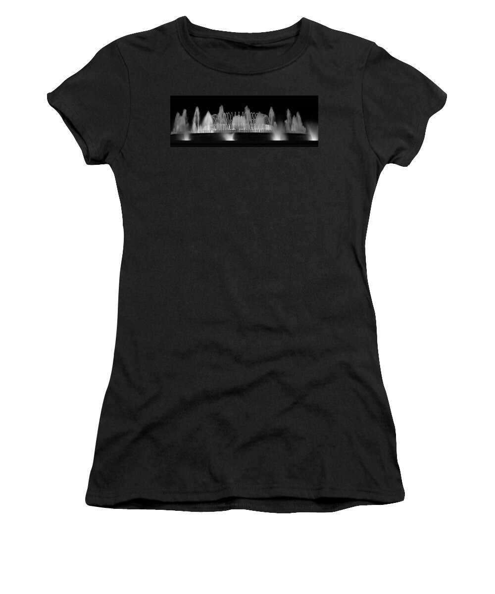 Barcelona Women's T-Shirt featuring the photograph Barcelona Fountain Nightlights by Farol Tomson