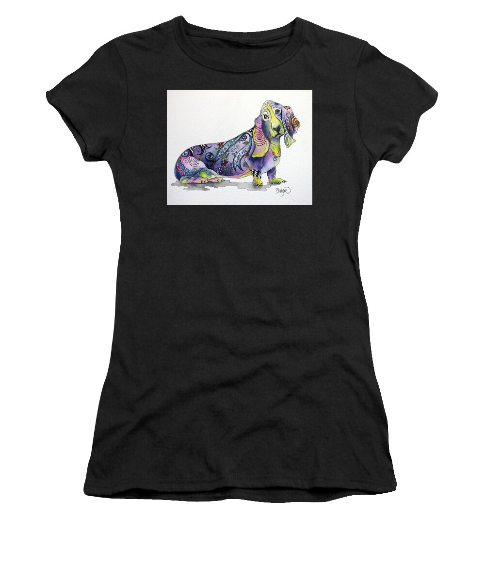Basset Hound Art Women's T-Shirt featuring the painting Basset Hound Horace by Patricia Lintner