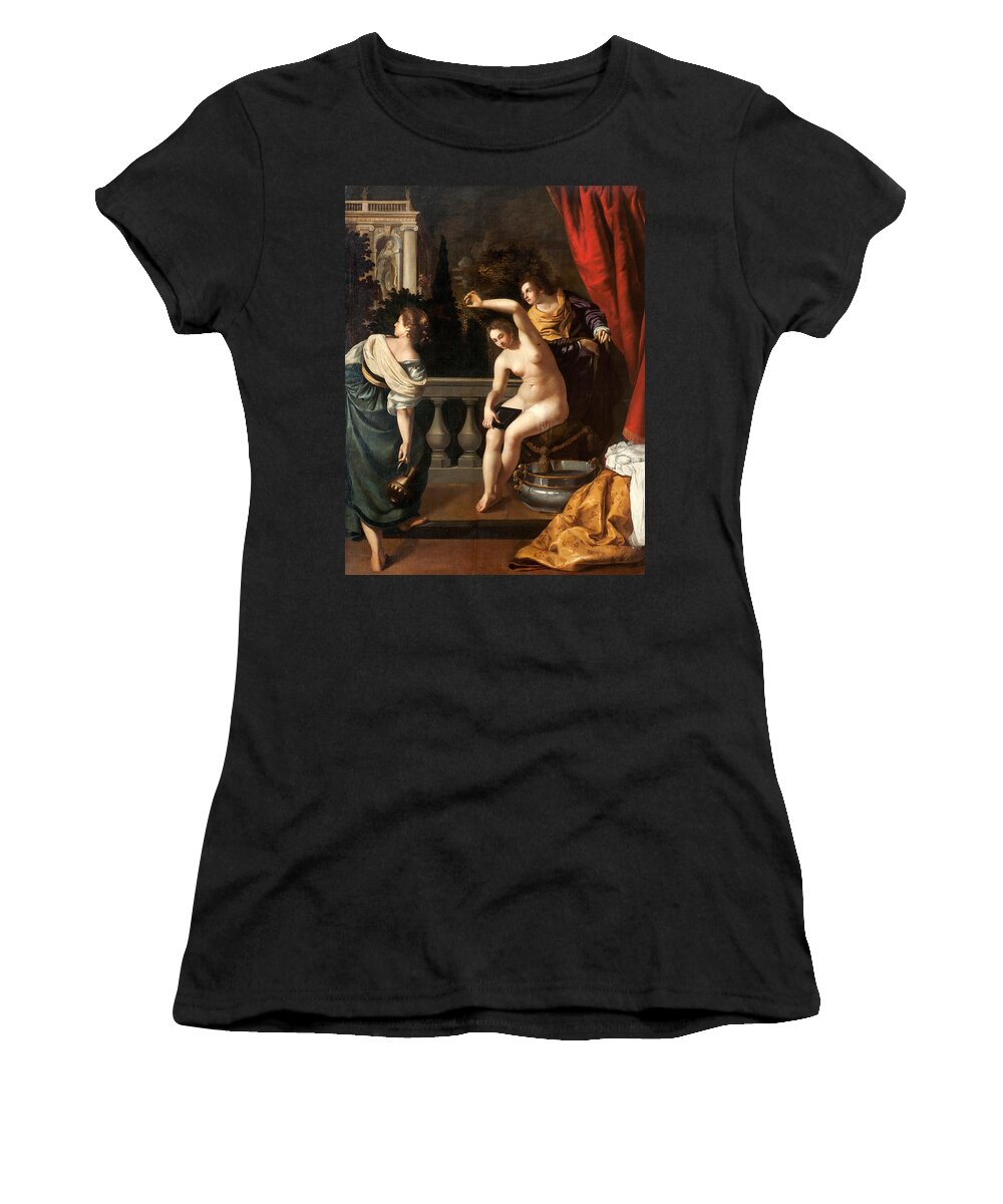Artemisia Gentileschi Women's T-Shirt featuring the painting Bathsheba at Her Bath by Artemisia Gentileschi