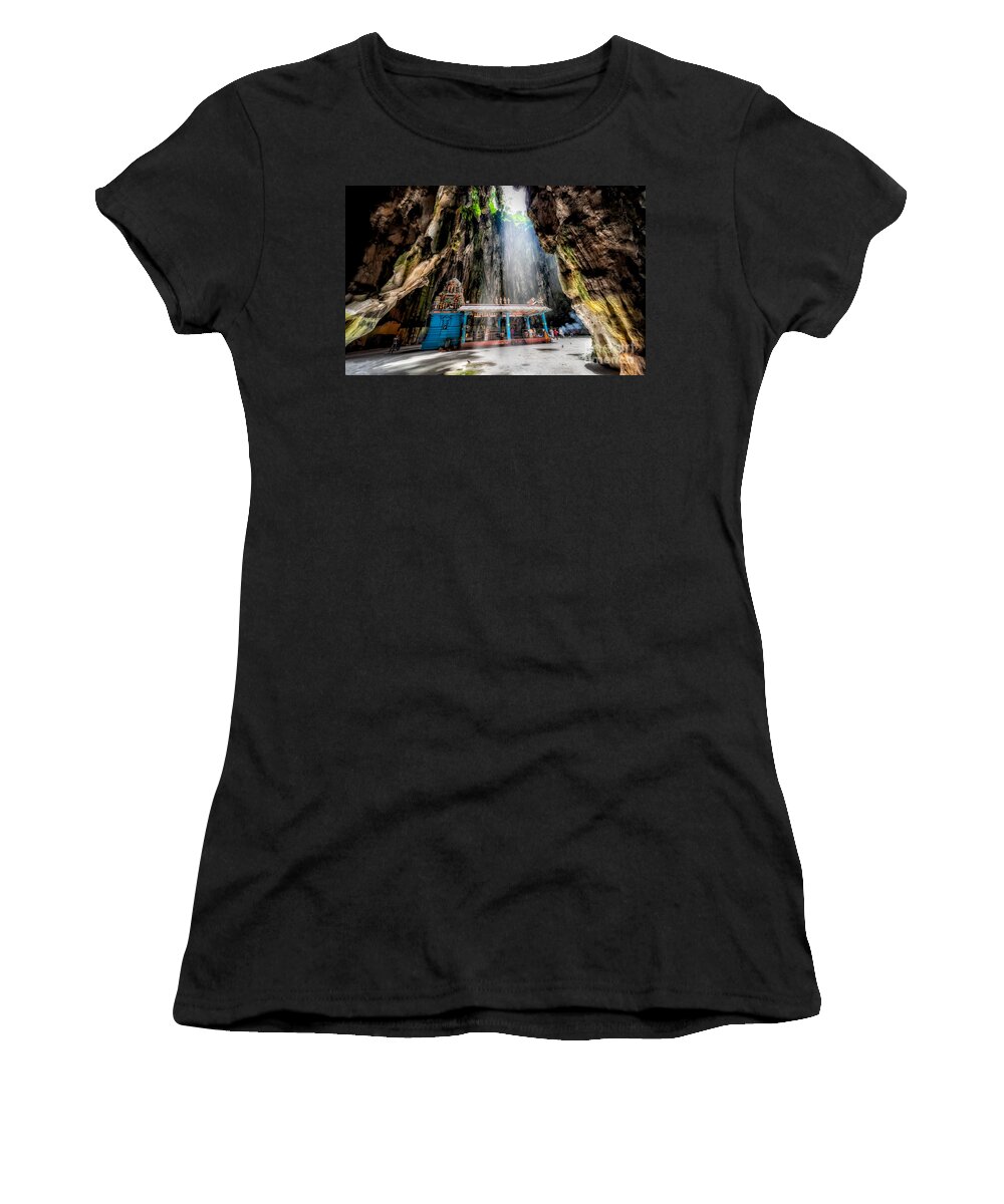Batu Caves Women's T-Shirt featuring the photograph Batu Cave Sunlight by Adrian Evans