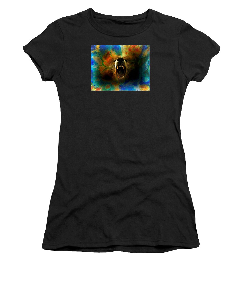 Bear Roar Women's T-Shirt featuring the photograph Bear Roar Abstract by Lilia S