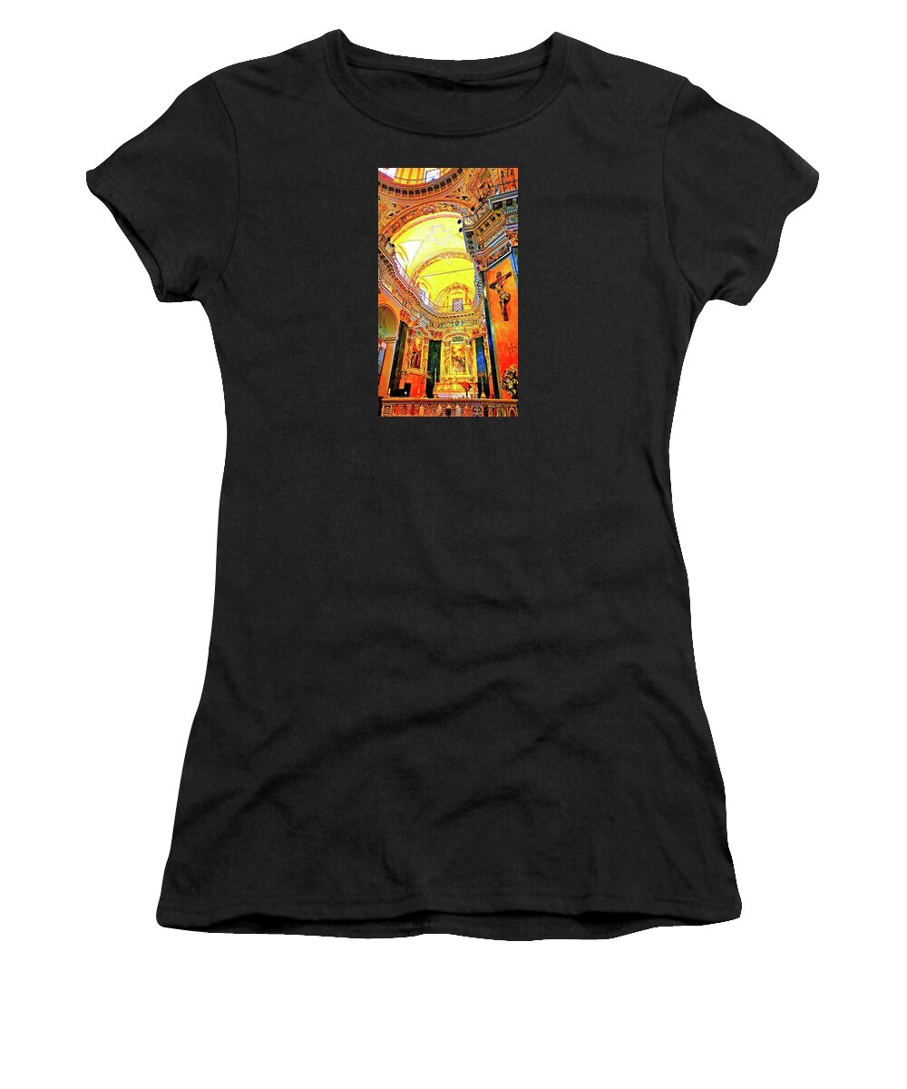 Nizza Print Women's T-Shirt featuring the photograph Beautiful Church in Nizza by Monique Wegmueller