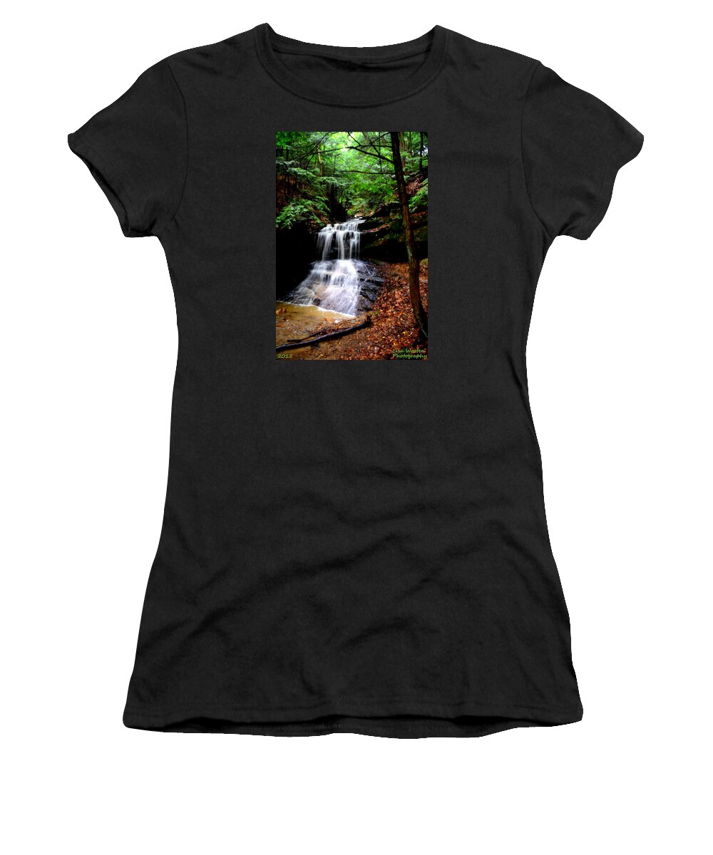 Mcconnells Mills State Park Pa Women's T-Shirt featuring the photograph Beauty In The Woods by Lisa Wooten