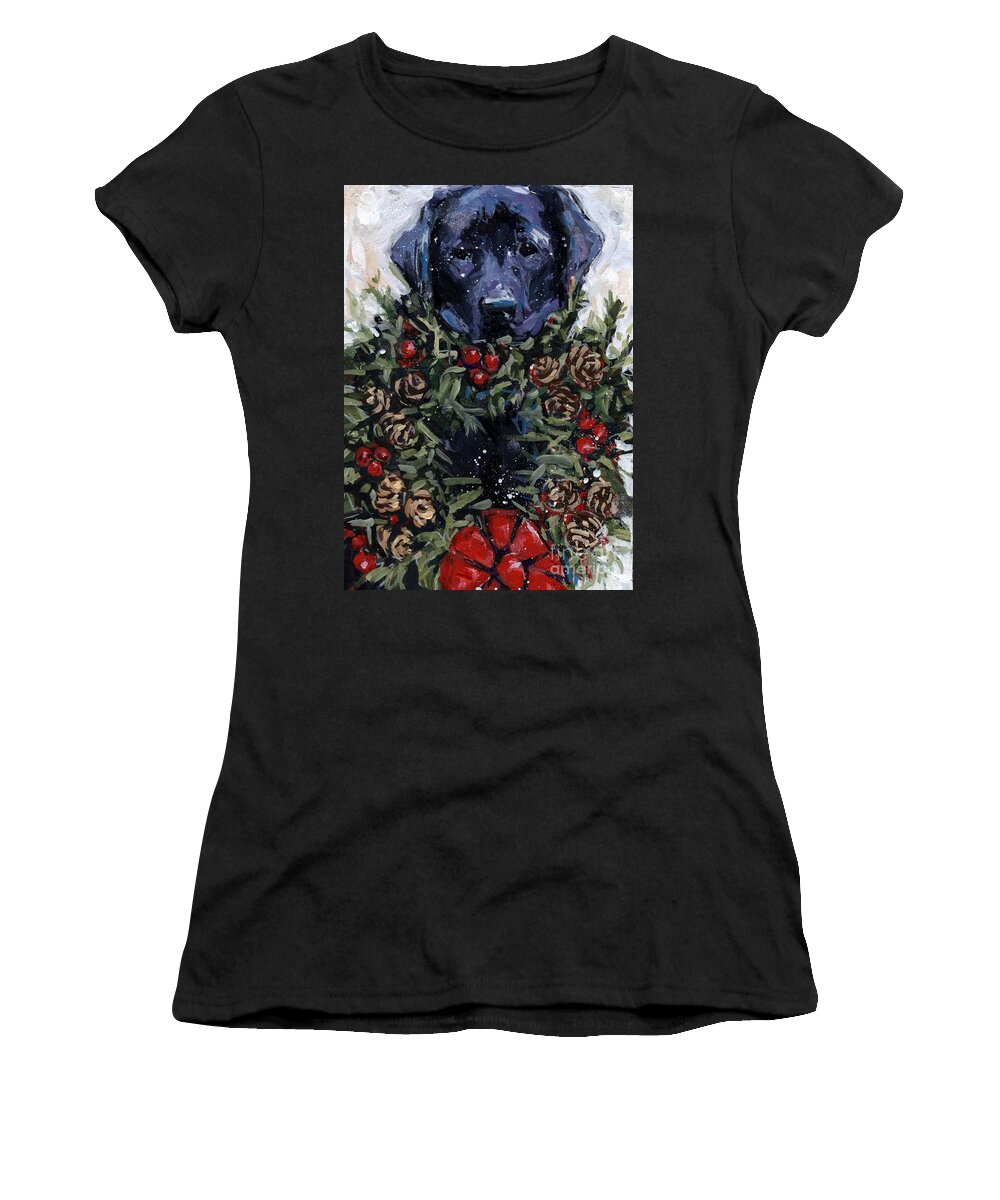 Black Lab Women's T-Shirt featuring the painting Bee Bows by Molly Poole