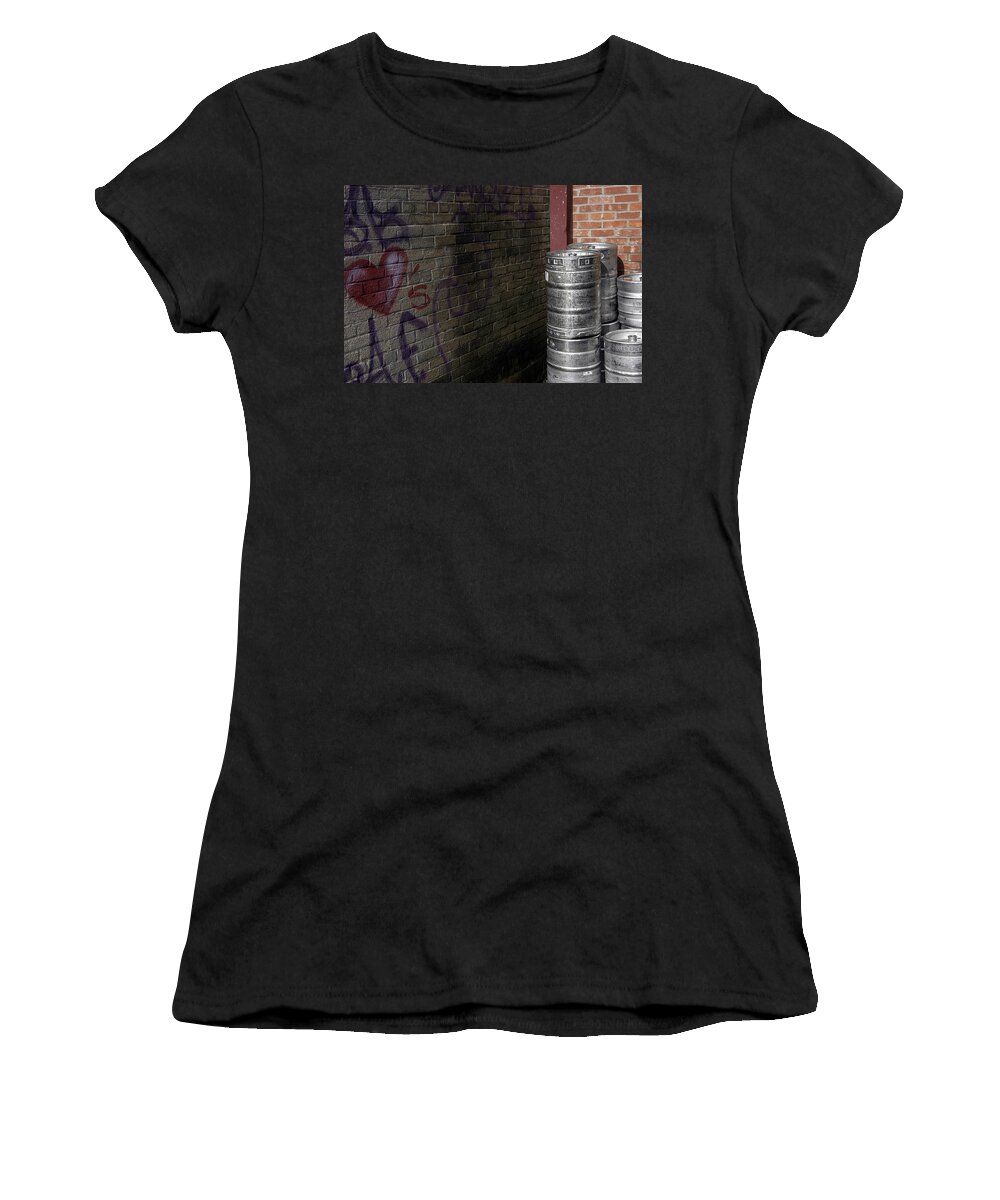 Beerkegs Women's T-Shirt featuring the photograph Beer Keggs and Graffiti by DArcy Evans