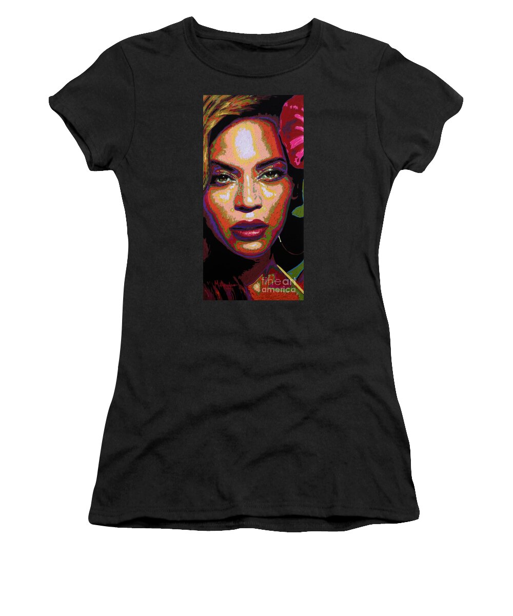 Beyonce Knowles Carter Women's T-Shirt featuring the painting Beyonce by Maria Arango