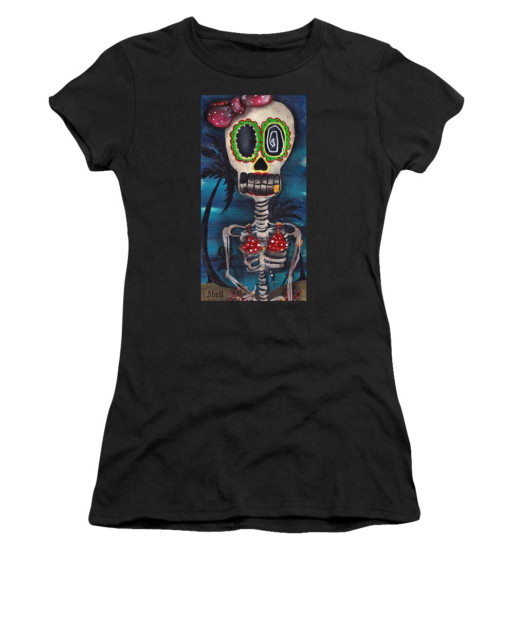 Day Of The Dead Women's T-Shirt featuring the painting Bikini by Abril Andrade