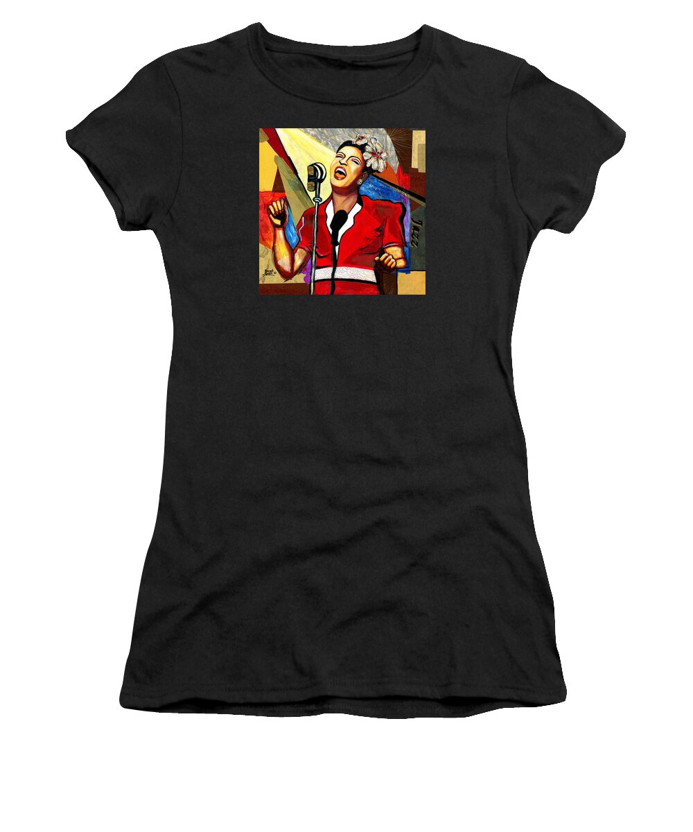 Everett Spruill Women's T-Shirt featuring the painting Billie Holiday by Everett Spruill