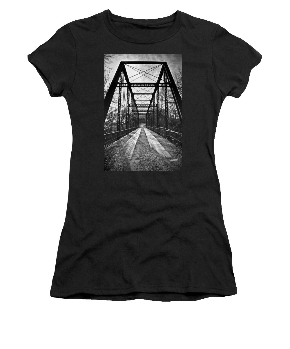 Bridge Women's T-Shirt featuring the photograph Bird Bridge Black and White by Eric Benjamin