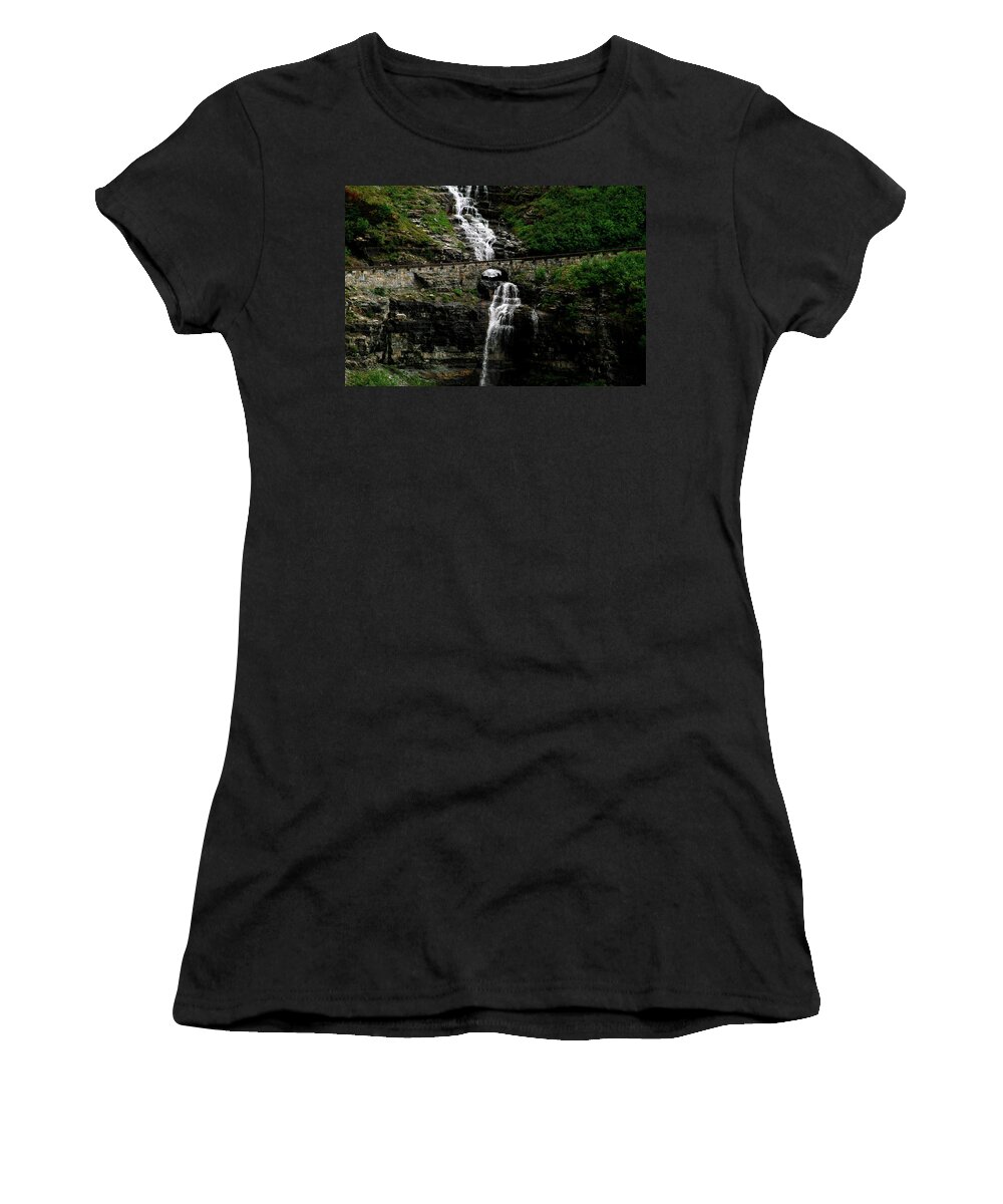 Waterfall.water Women's T-Shirt featuring the photograph Bird Woman Falls Bridge by Joseph Noonan