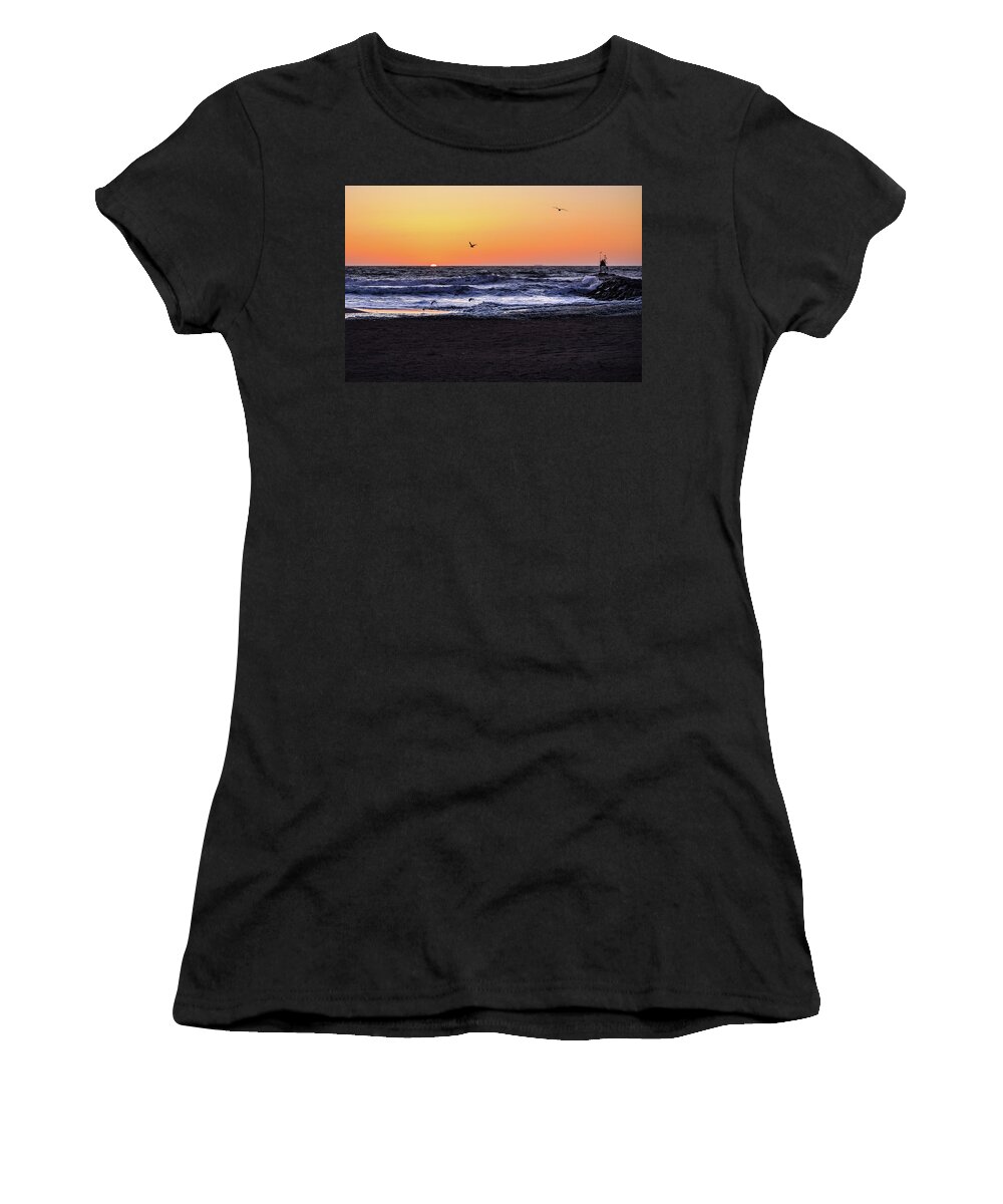 Birds Women's T-Shirt featuring the photograph Birds at Sunrise by Nicole Lloyd