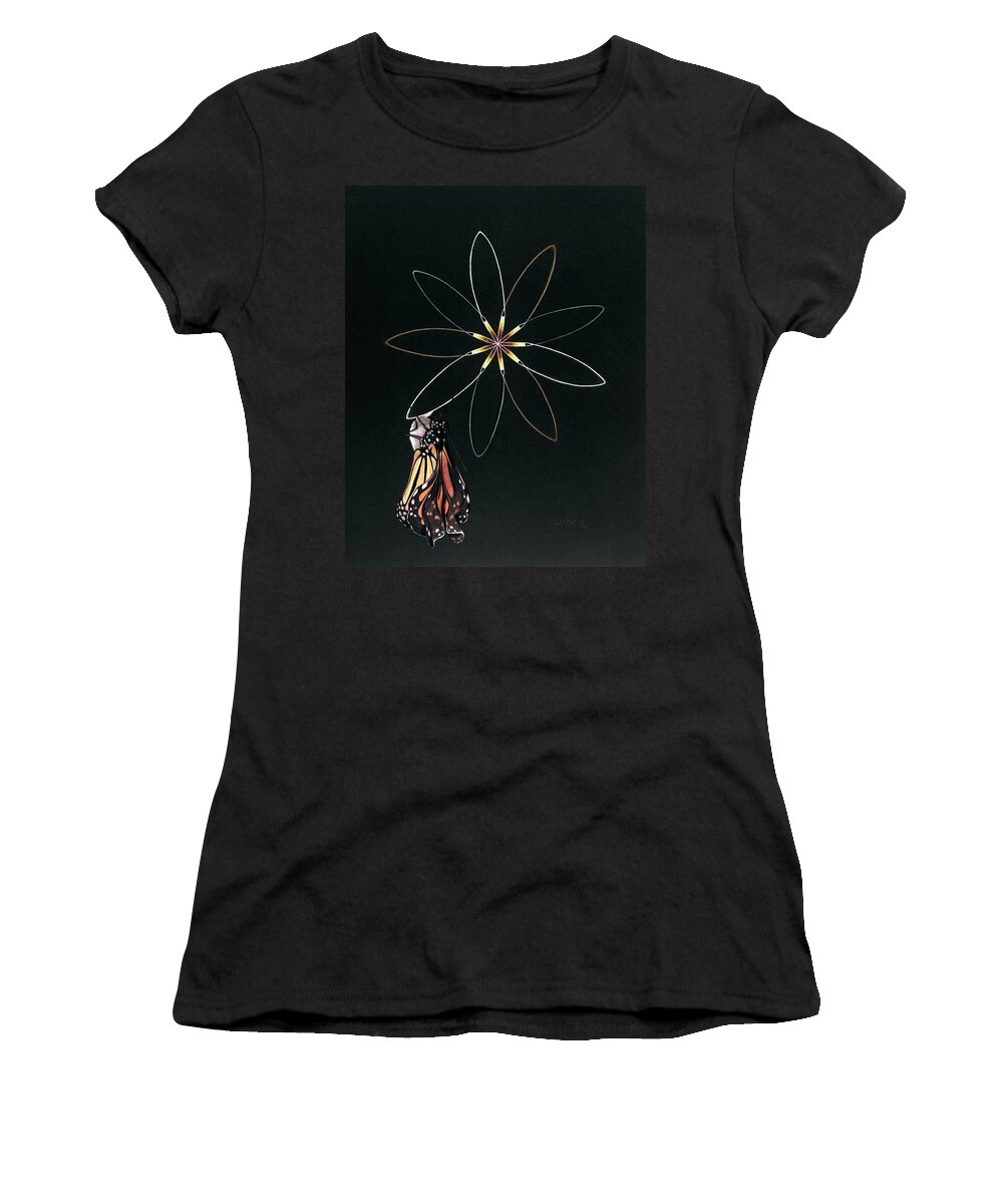 Butterfly Women's T-Shirt featuring the painting Birth of Butterfly by Robin Aisha Landsong
