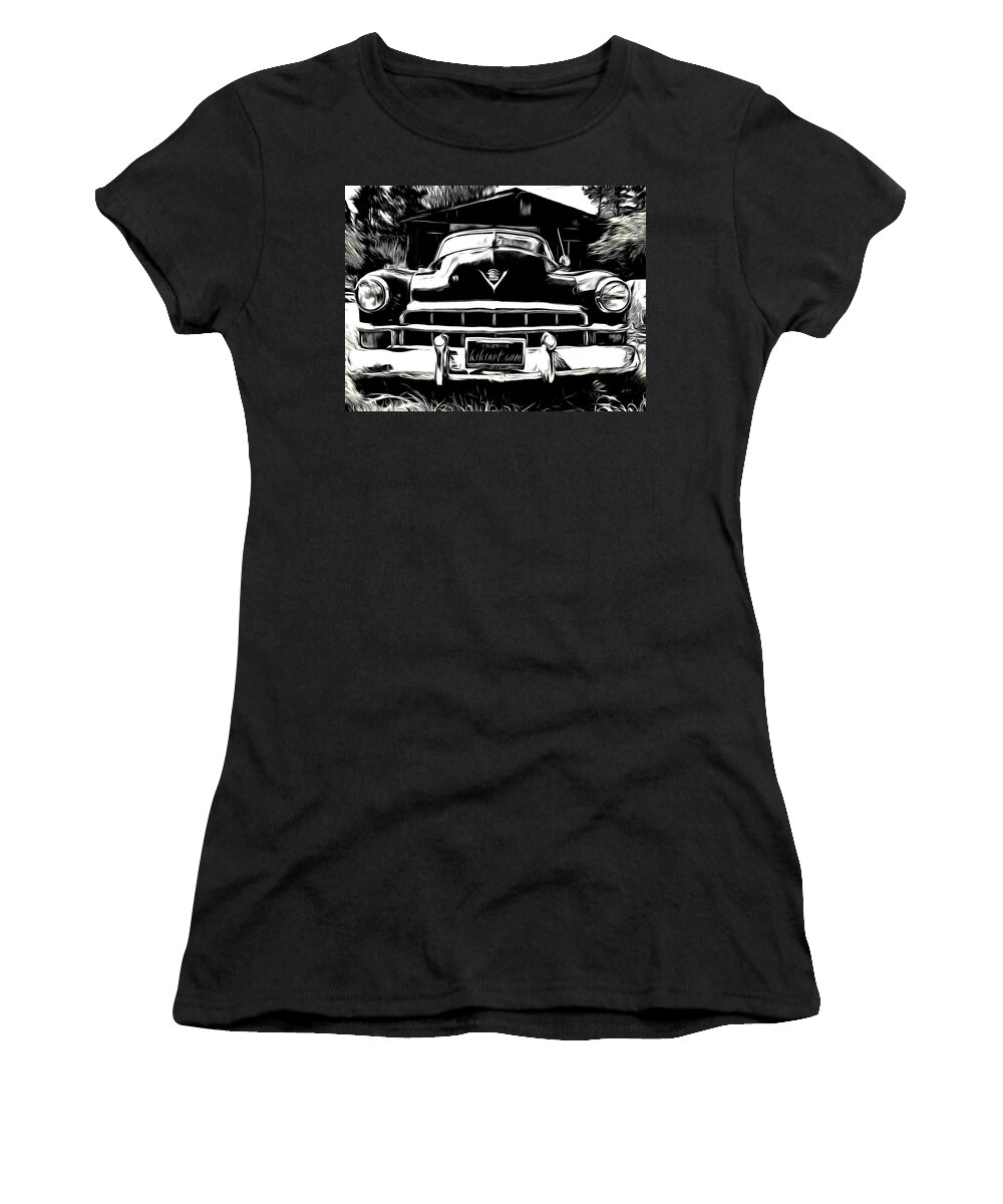 Black Cadillac Women's T-Shirt featuring the photograph Black Cadillac by Kiki Art