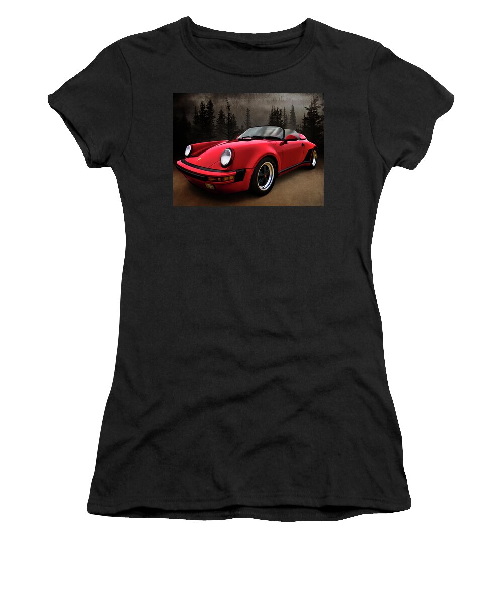 German Women's T-Shirt featuring the digital art Black Forest - Red Speedster by Douglas Pittman