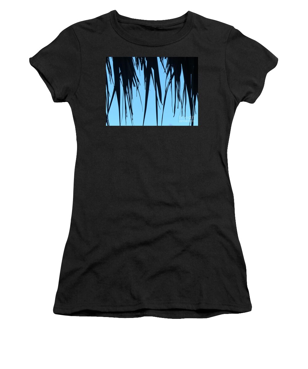 Two Colors Women's T-Shirt featuring the photograph Black Palms On Blue Sky by Rosanne Licciardi