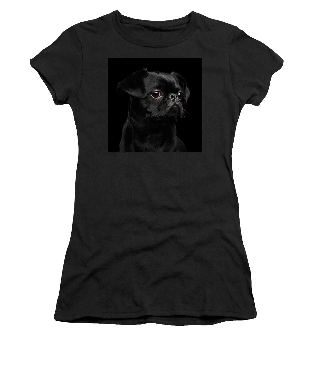 Dog Women's T-Shirt featuring the photograph Black petit brabanson by Sergey Taran