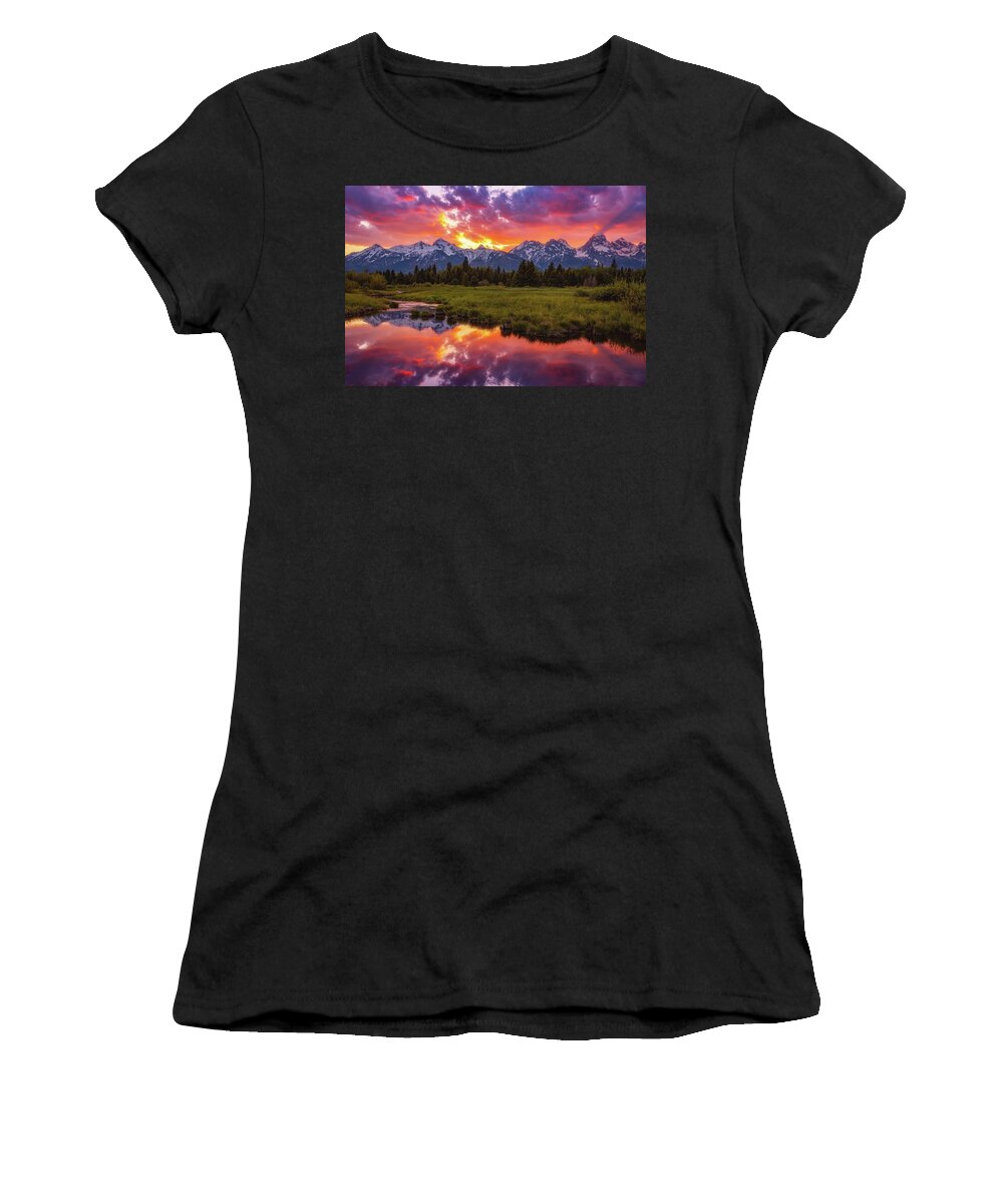 Sunsets Women's T-Shirt featuring the photograph Black Ponds Sunset by Darren White