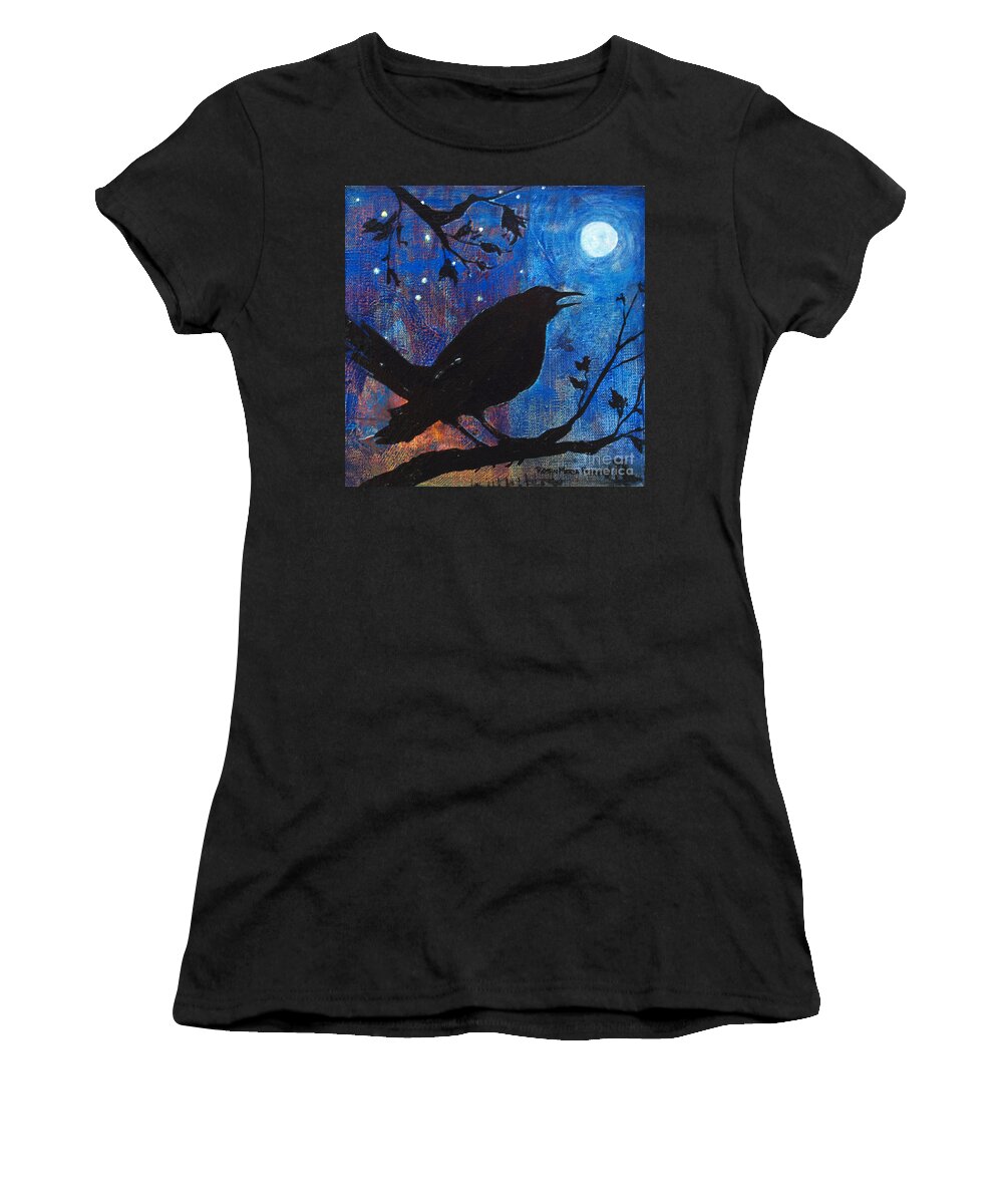 Blackbird Singing Women's T-Shirt featuring the painting Blackbird Singing by Robin Pedrero