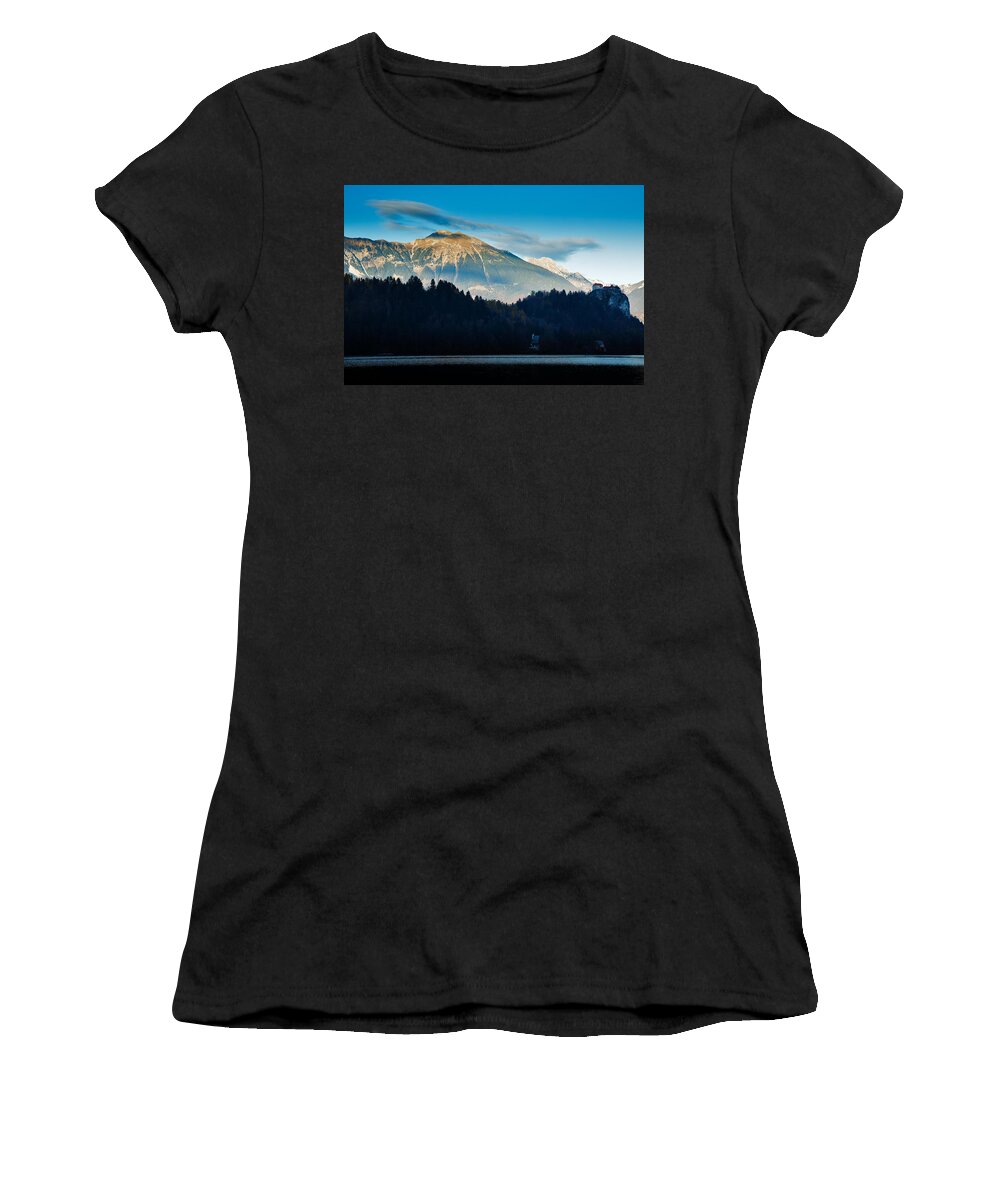 Bled Women's T-Shirt featuring the photograph Bled Castle by Ian Middleton