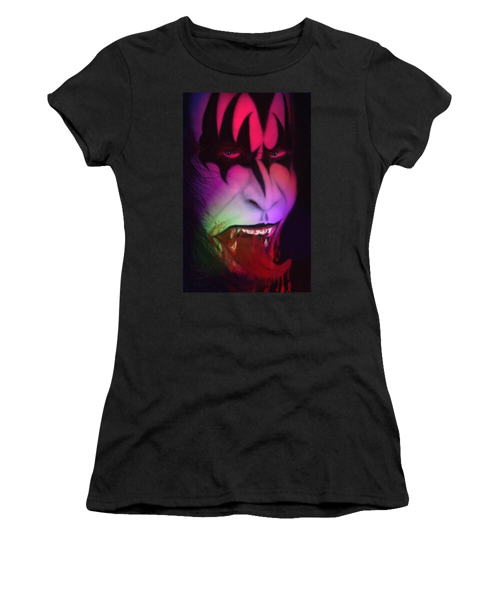 Gene Simmons Women's T-Shirt featuring the painting Bloody Demon by Kevin Caudill