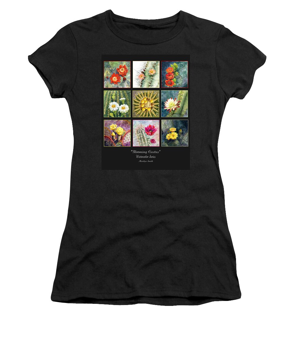 Cactus Blooms Women's T-Shirt featuring the painting Blooming Cactus by Marilyn Smith