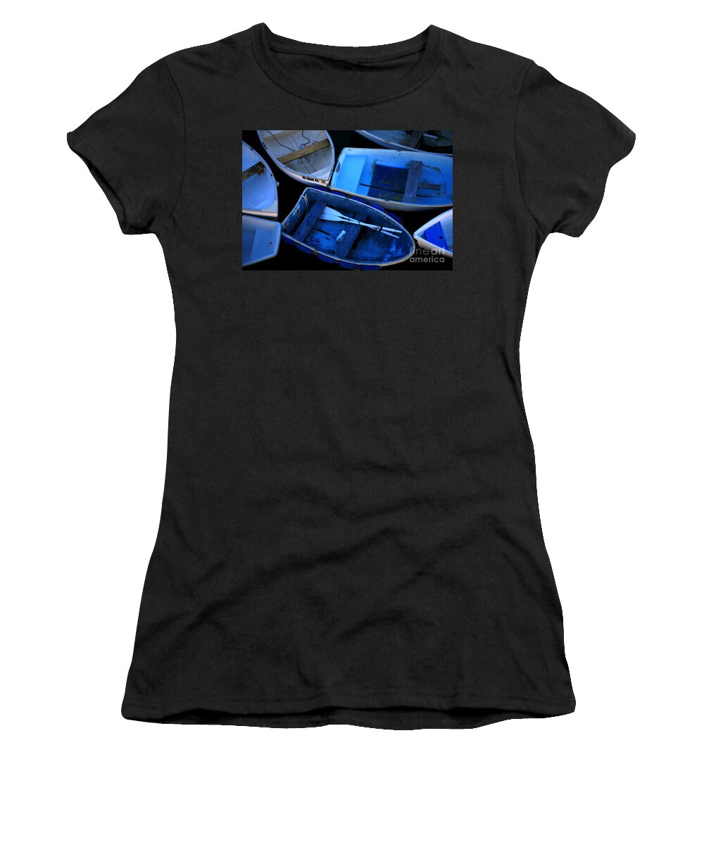 Maine Women's T-Shirt featuring the photograph Blue Boats by Timothy Johnson