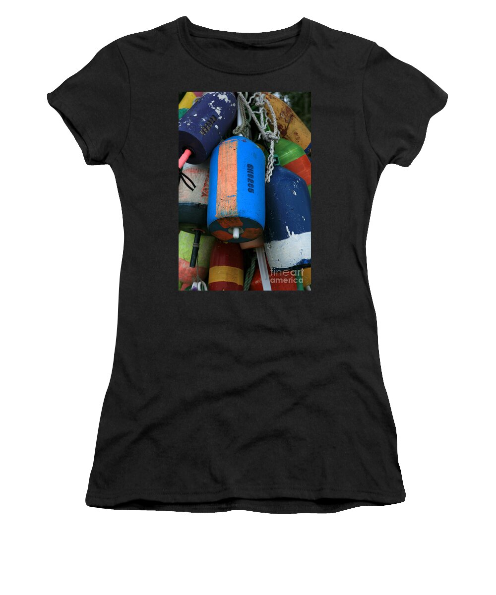 Buoys Women's T-Shirt featuring the photograph Blue Buoys by Timothy Johnson
