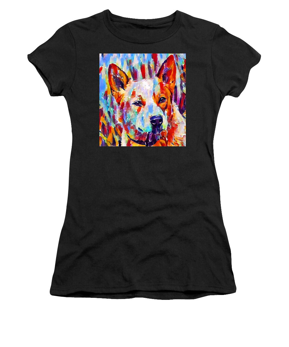 Blue Heeler Women's T-Shirt featuring the painting Blue Heeler by Chris Butler