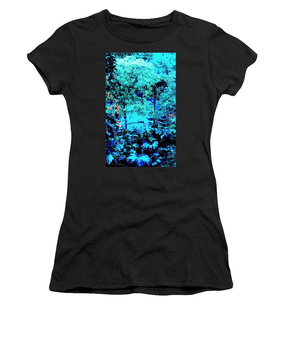 Blue Women's T-Shirt featuring the digital art Blue Portal by Lessandra Grimley