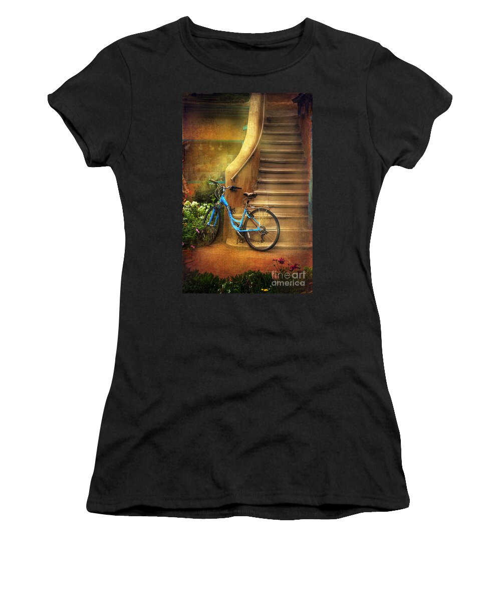 Bicycle Women's T-Shirt featuring the photograph Blue Taos Bicycle by Craig J Satterlee