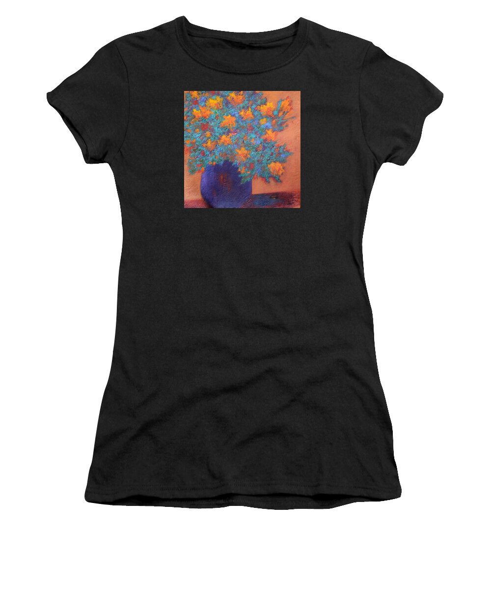 Vase Women's T-Shirt featuring the painting Blue Vase by Nancy Jolley