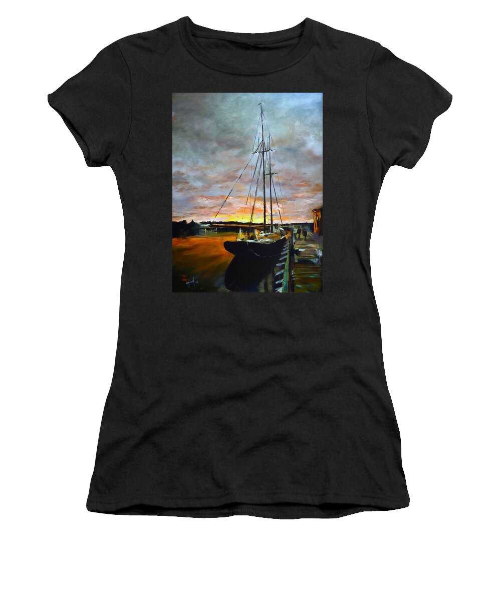Bluenose Ii Women's T-Shirt featuring the painting Bluenose II at Dock by Josef Kelly