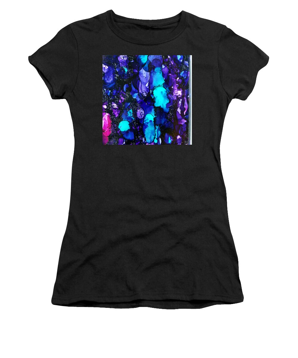 Alcohol Ink Women's T-Shirt featuring the painting Blues by Donna Perry