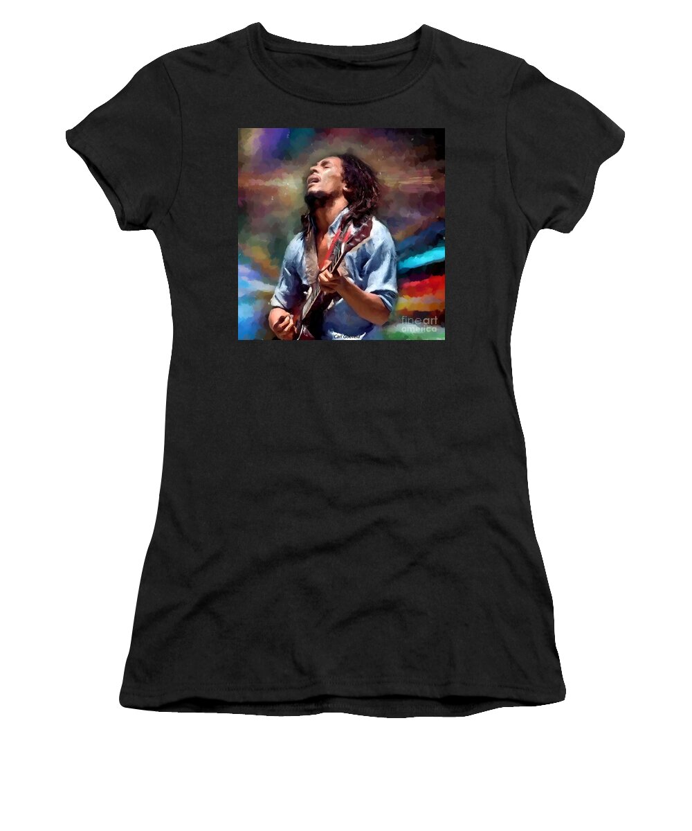 Bob Marley Women's T-Shirt featuring the painting Bob Marley by Carl Gouveia