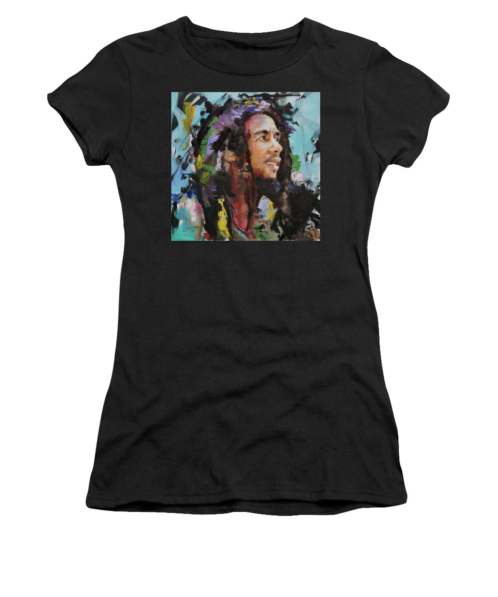 Bob Marley Women's T-Shirt featuring the painting Bob Marley Portrait by Richard Day